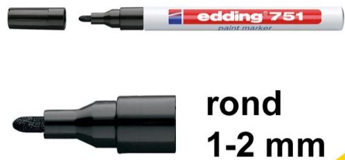 Edding 751 lakmarker zwart (1-2mm rond)