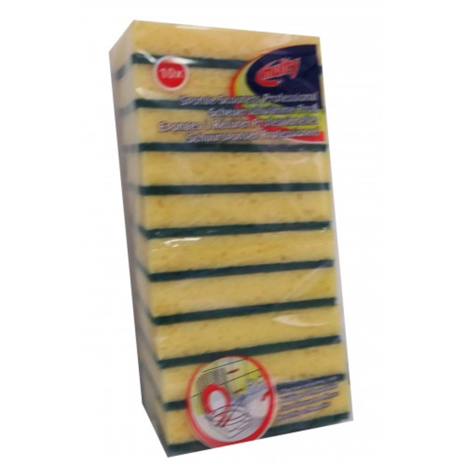 Schuurspons geel/groen 14x10x3cm. 10st