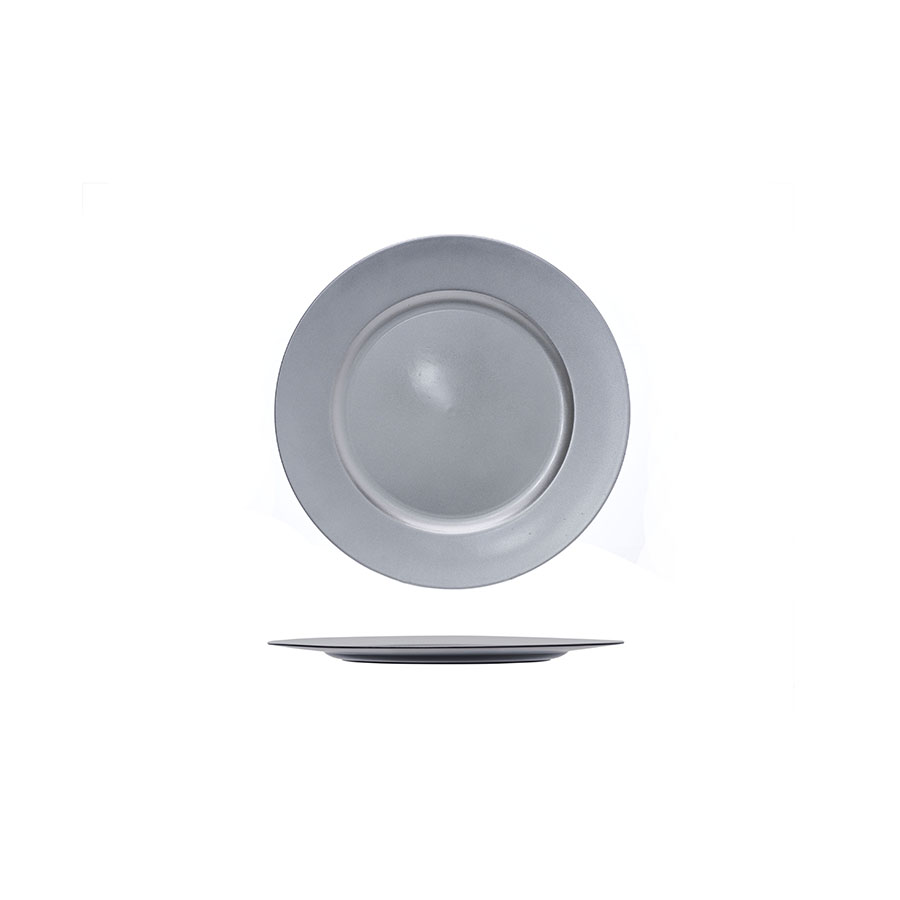 Onderzetbord kunststof zilver 33cm 24st