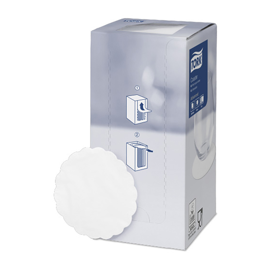 Tork Onderzetter 9x9cm 8-lgs 12x250 wit