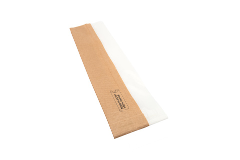 Broodzak venster papier 11x10x37cm bruin