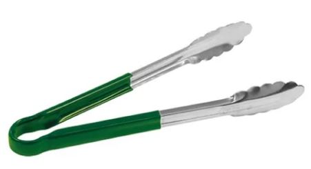 Tang inox silicone handvat groen L250mm