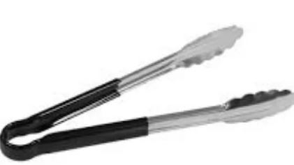 Tang inox silicone handvat zwart L250mm