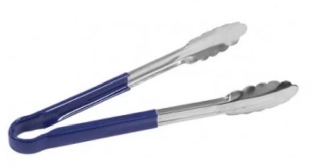 Tang inox silicone handvat blauw L250mm