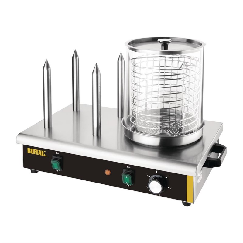 Buffalo hotdogwarmer met 4 warmhoudpenne