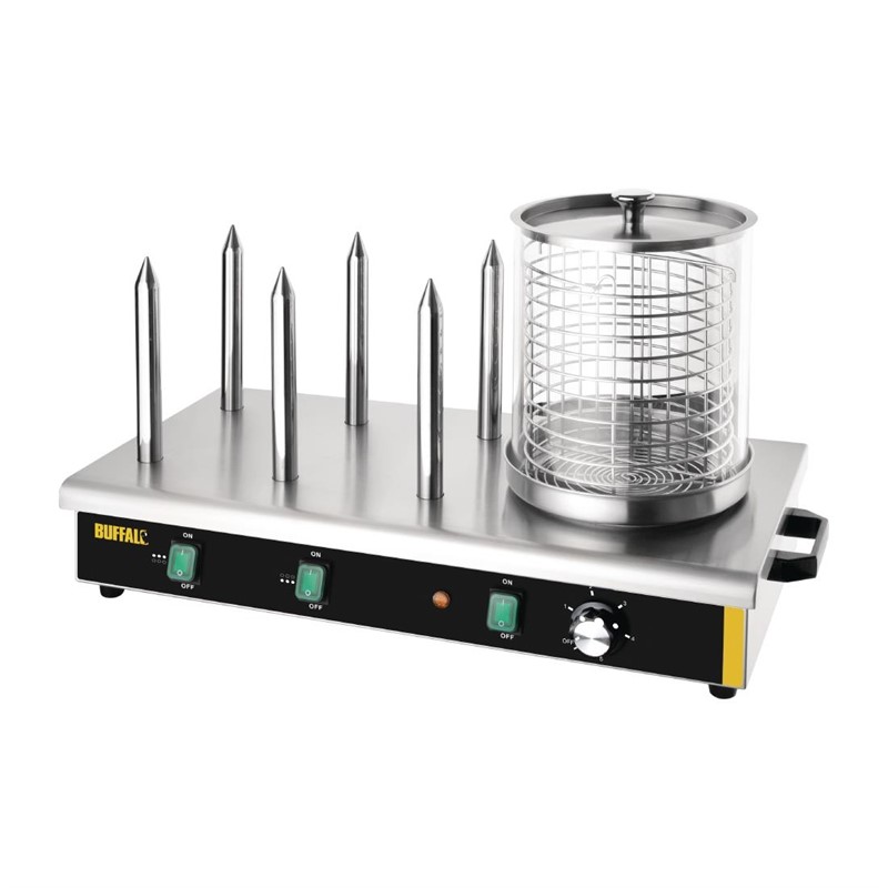 Buffalo hotdogwarmer met 6 warmhoudpenne