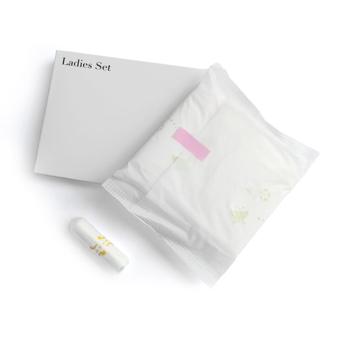 Ladies set tampon and sanitary napkin