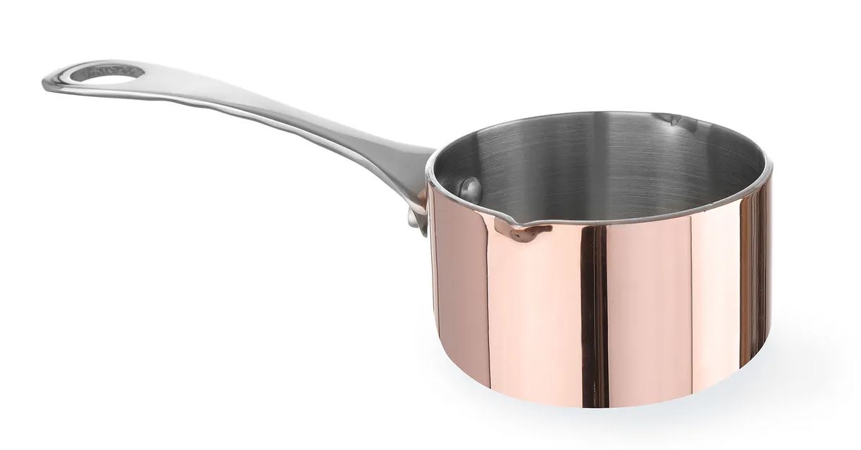 Steelpannetje met schenktuit koper 0.05l