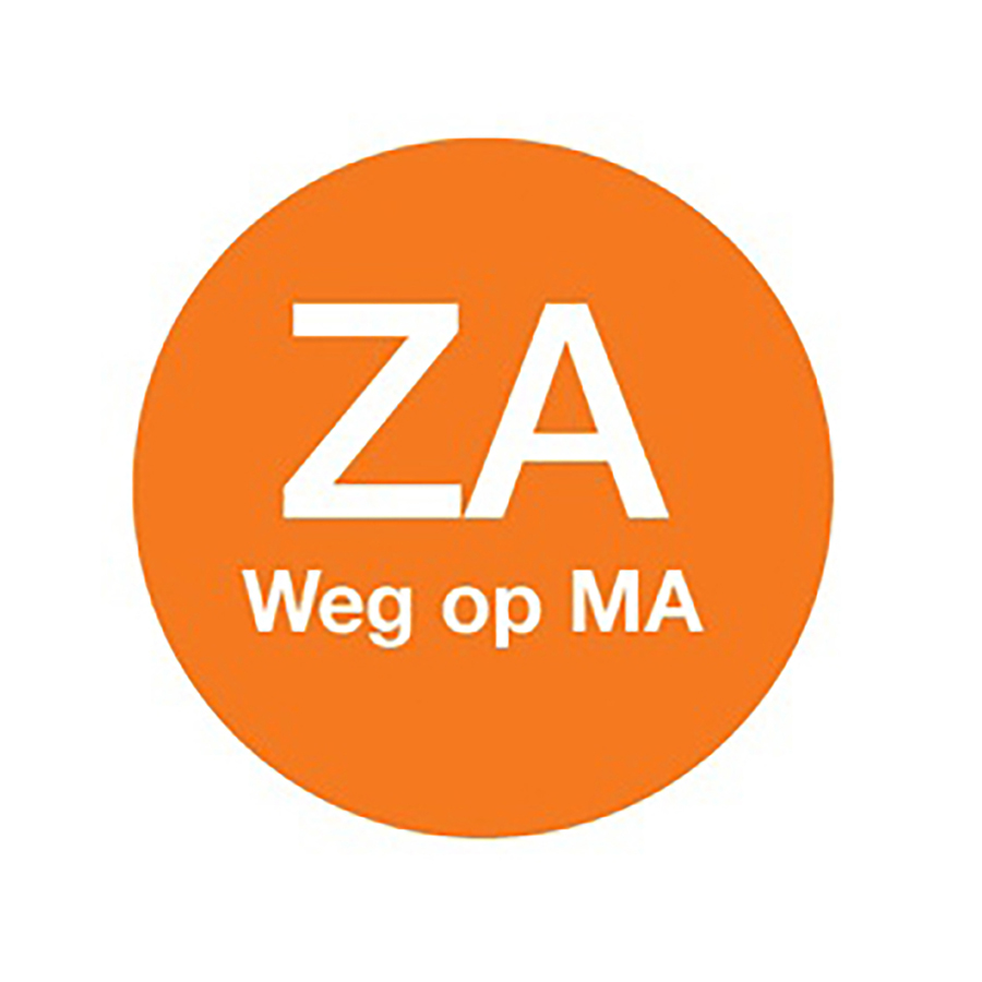 Afwasb. sticker 'za weg op ma' 19mm