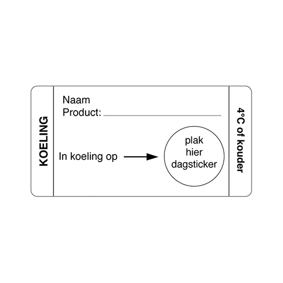 Afwasbare sticker koeling 250/rol