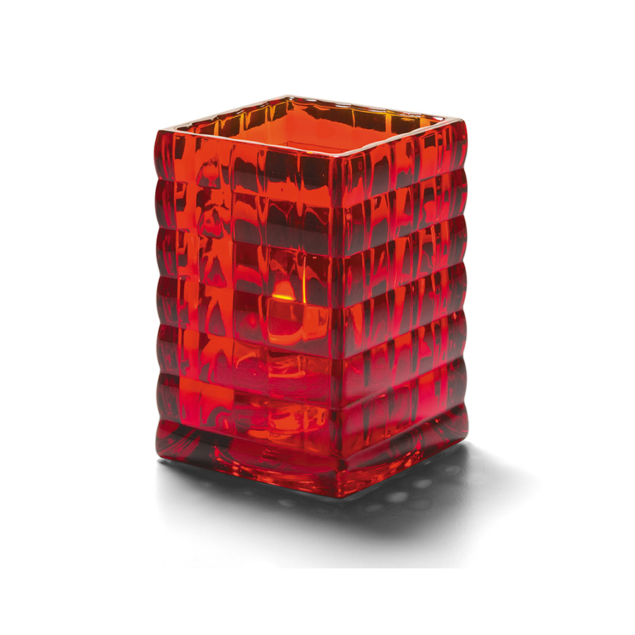 Vierkante glashouder robijnrood 6,5x9,5