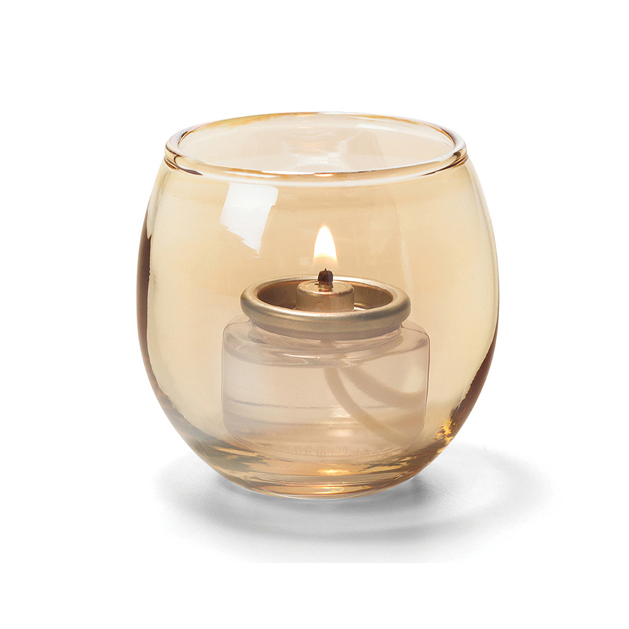 Theelicht luchtbel glas goud 6,7x6cm