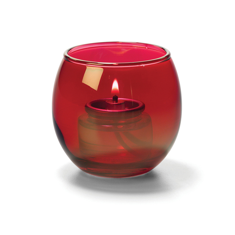 Theelicht luchtbel glas robijn helder