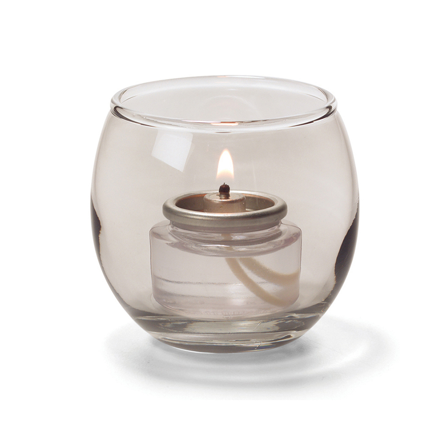 Theelicht luchtbel glas trans. zwart