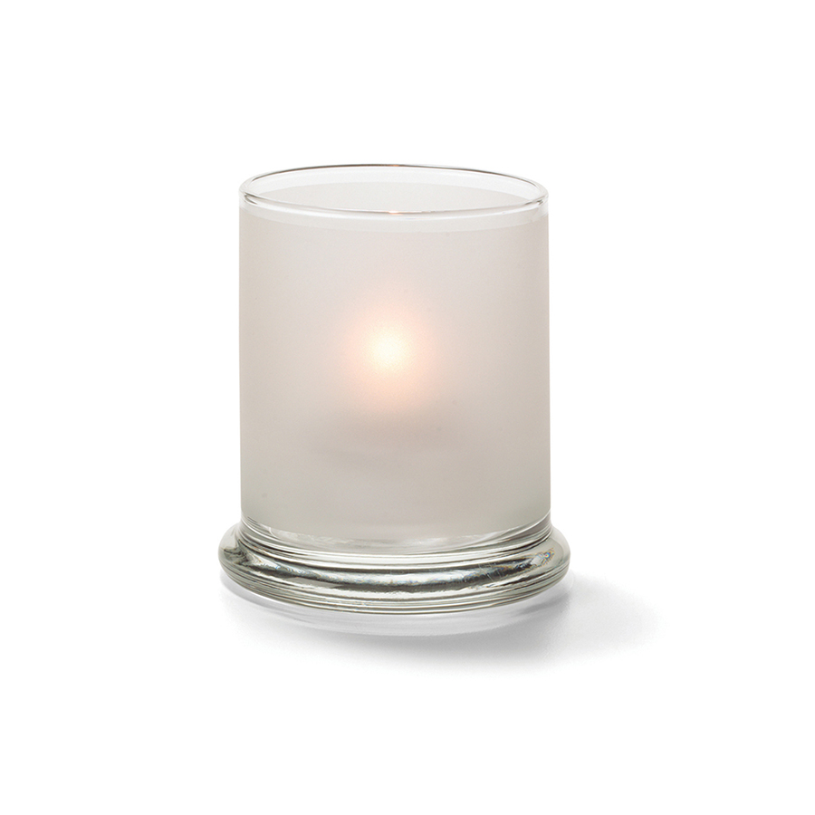 Cilinder glas breed onderstel wit 7,6x9