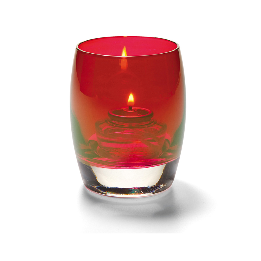 Bolvormige lamp glas rood 7,6x9,5cm