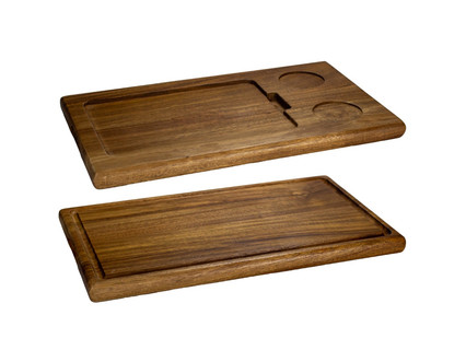 Plank acacia met 2 inlays rechthoekig