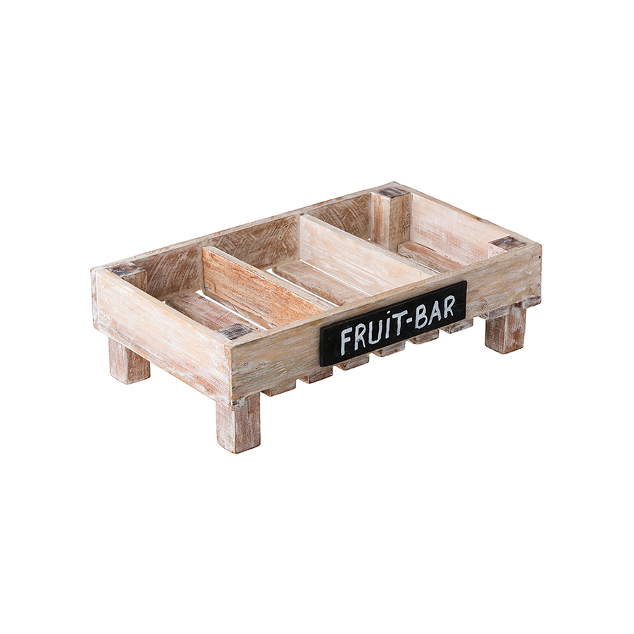 Houten 3-vaks krat met krijtbord