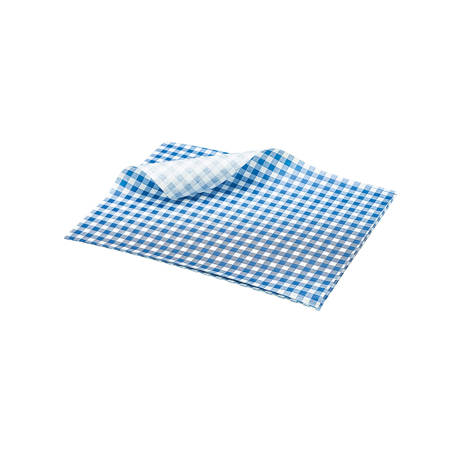 Vetvrij papier blauw geblokt 25x20