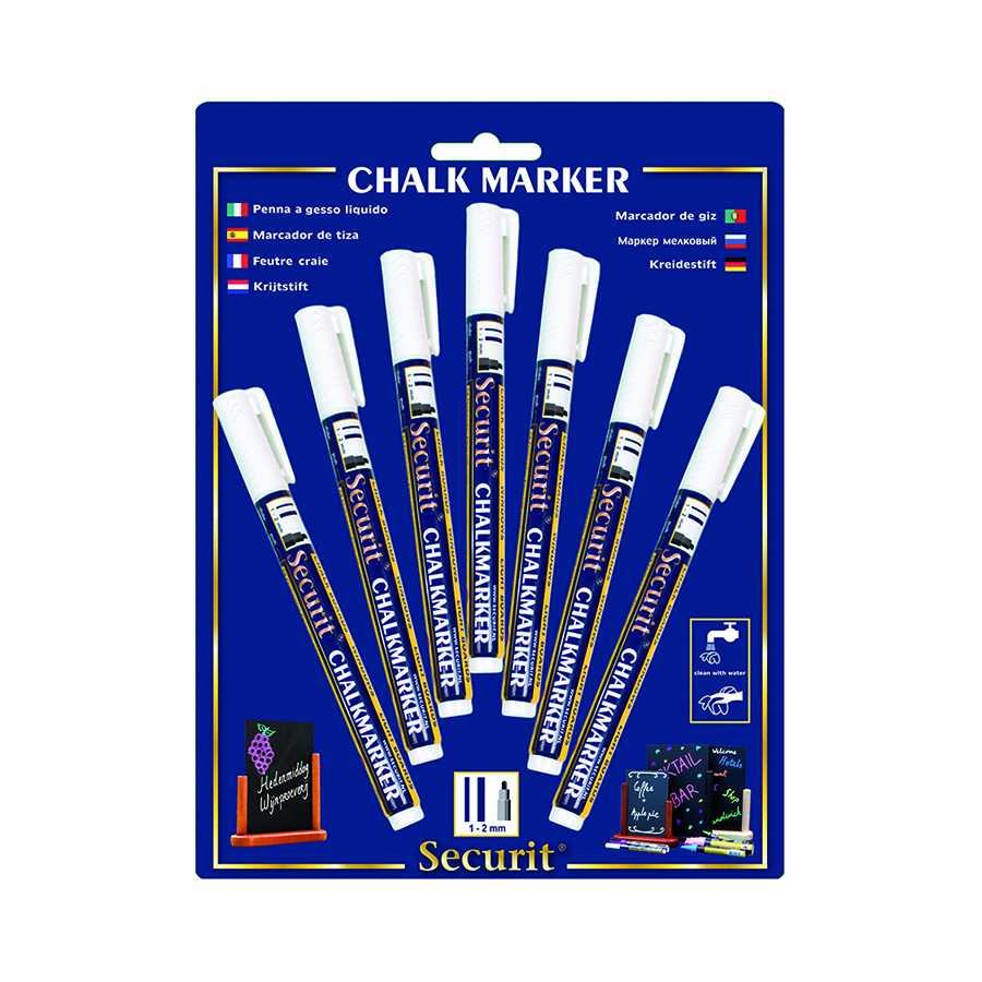 Krijtstift 1-2mm wit set 7st