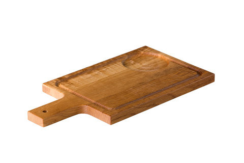 Plank voor soepkom met handvat